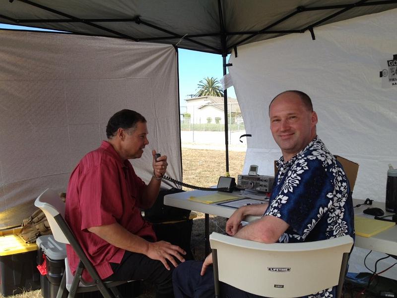 MD photo (182).jpg - RPV Mayor Jerry Duhovic making Field Day contacts with Chris Storey KA6WNK 